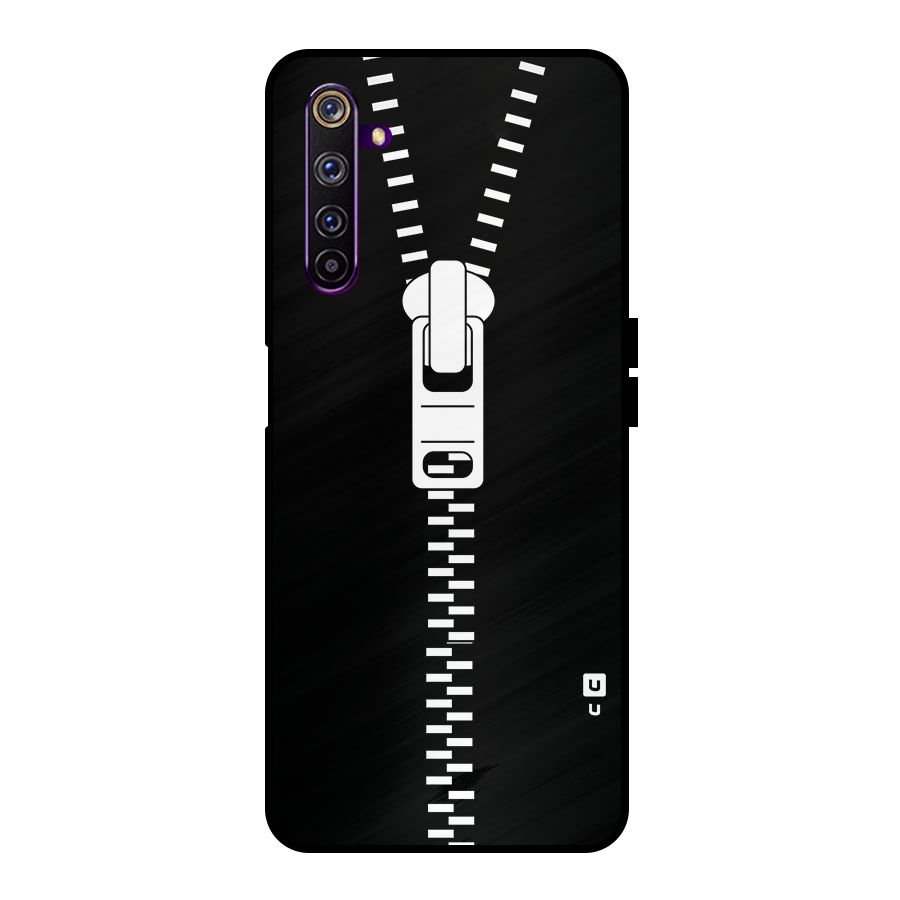 Black Zipper Metal Back Case for Realme 6 Pro