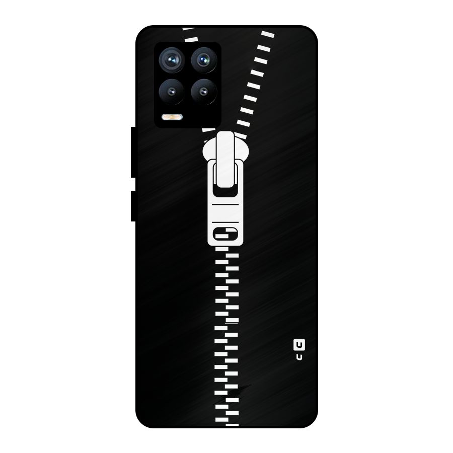 Black Zipper Metal Back Case for Realme 8 Pro