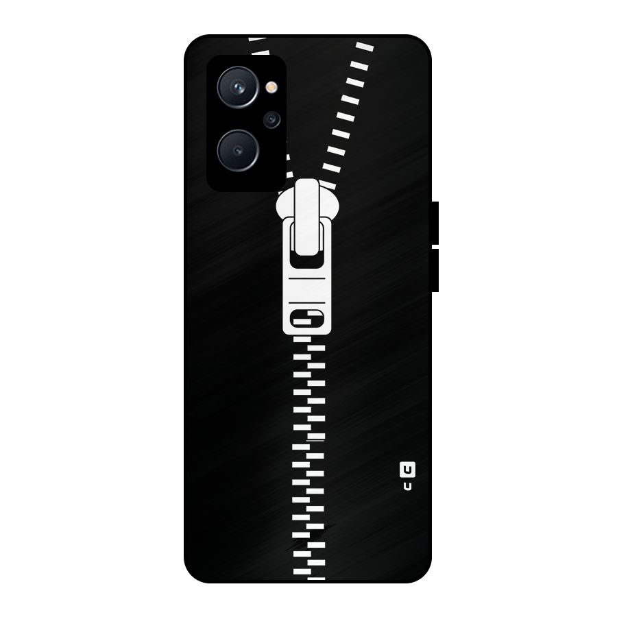 Black Zipper Metal Back Case for Realme 9i 5G