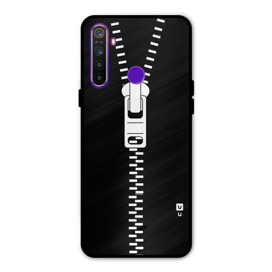 Black Zipper Metal Back Case for Realme Narzo 10
