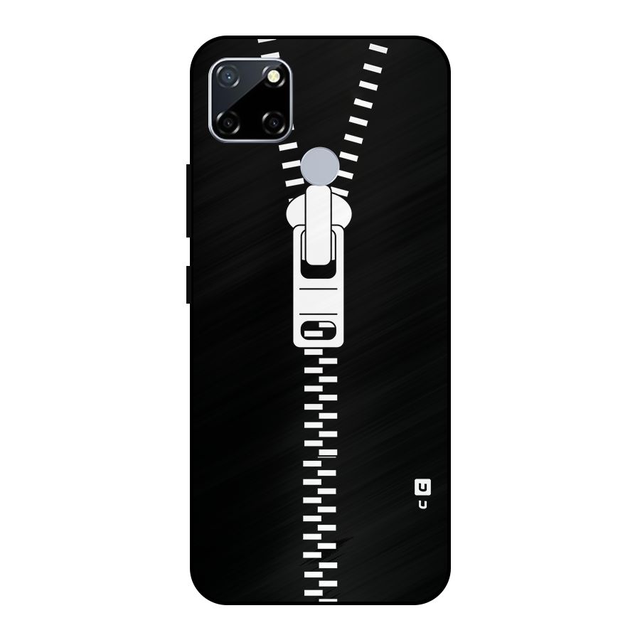 Black Zipper Metal Back Case for Realme Narzo 20