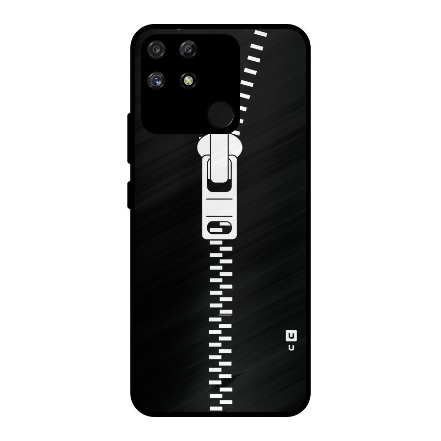 Black Zipper Metal Back Case for Realme Narzo 50A