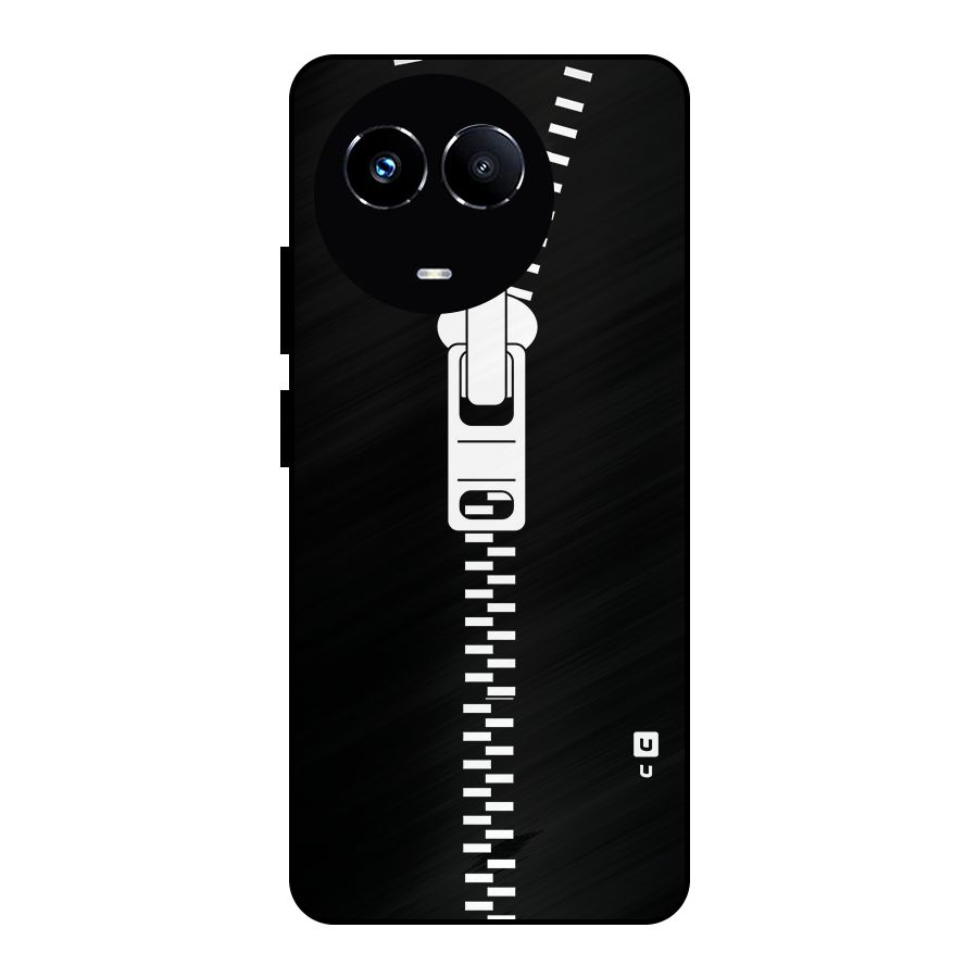 Black Zipper Metal Back Case for Realme Narzo 60X