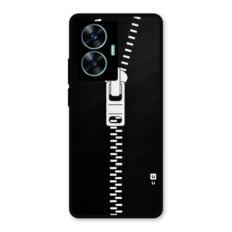 Black Zipper Metal Back Case for Realme Narzo N55