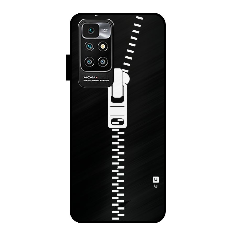 Black Zipper Metal Back Case for Redmi 10 Prime
