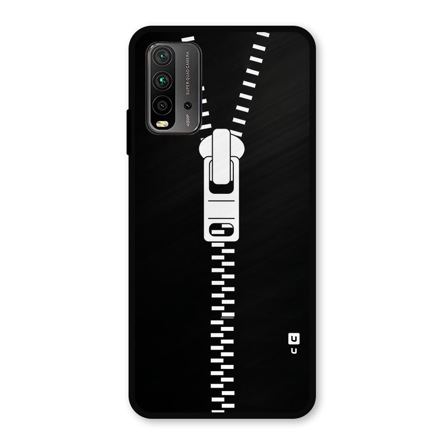 Black Zipper Metal Back Case for Redmi 9 Power