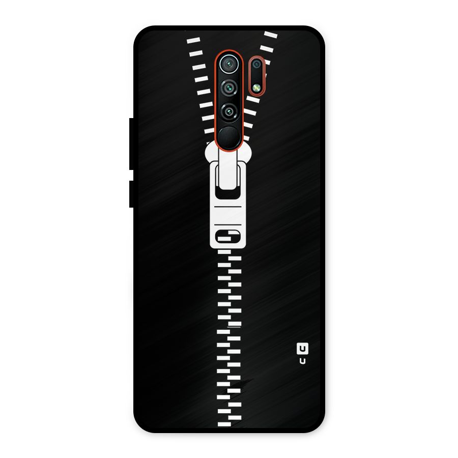 Black Zipper Metal Back Case for Redmi 9 Prime