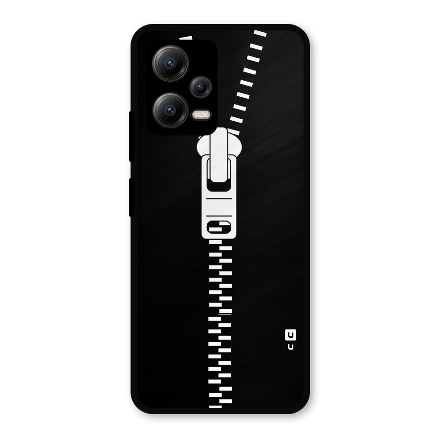 Black Zipper Metal Back Case for Redmi Note 12 5G