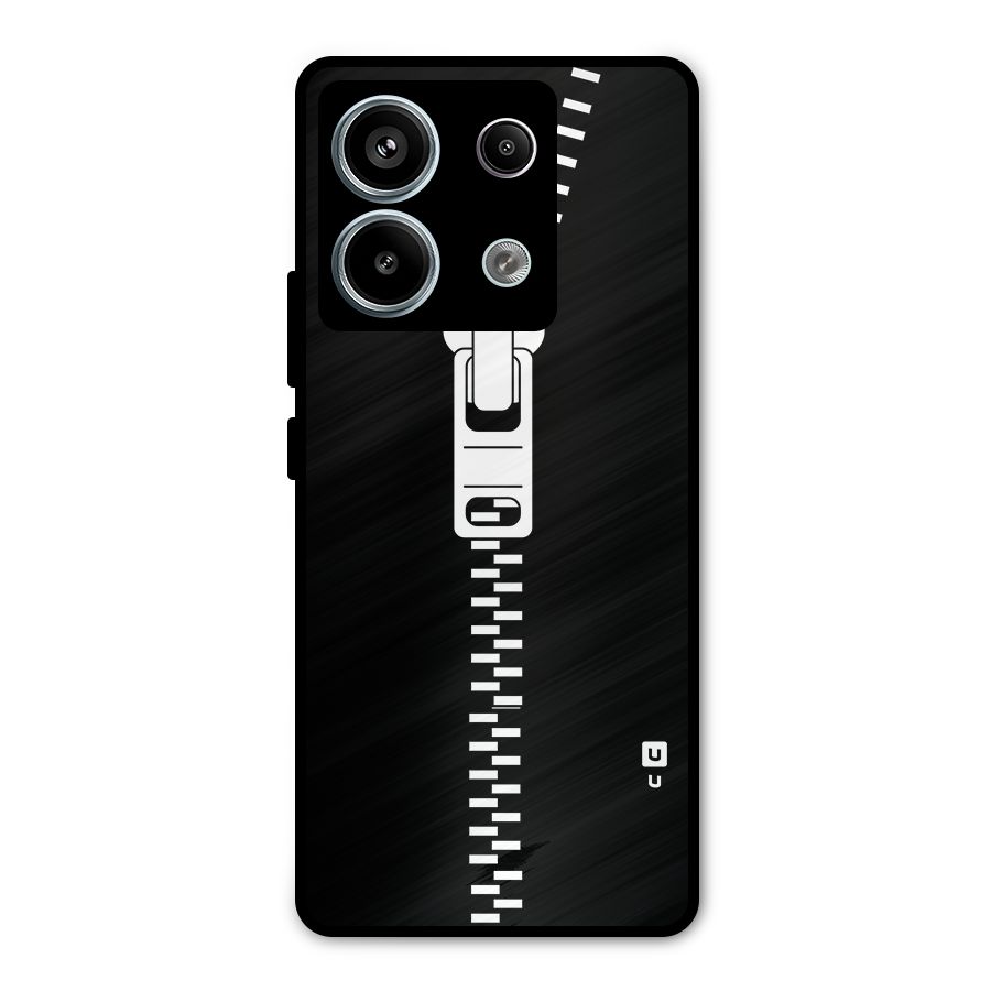 Black Zipper Metal Back Case for Redmi Note 13 Pro 5G
