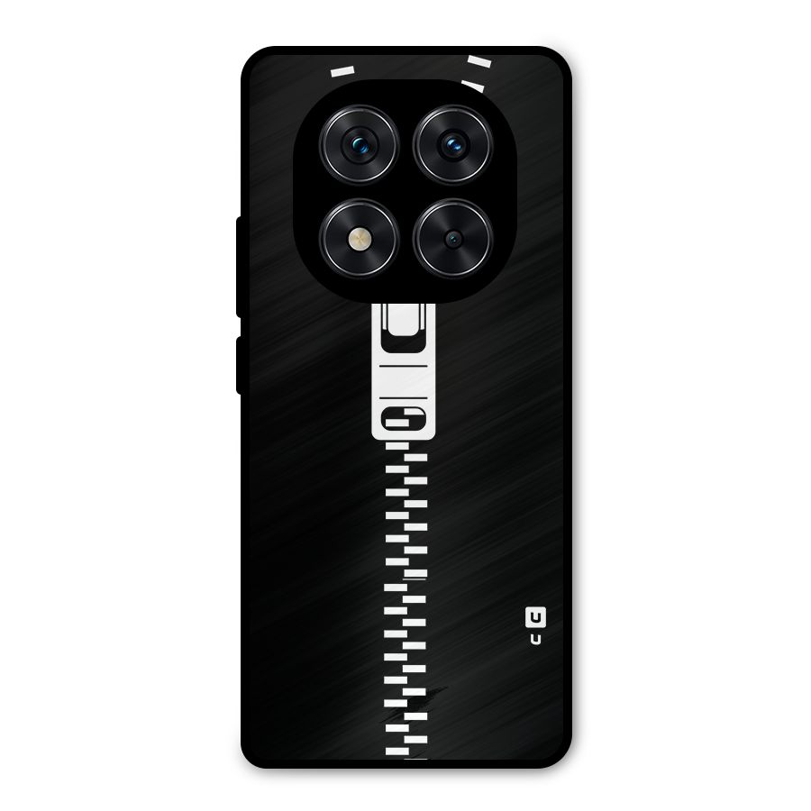 Black Zipper Metal Back Case for Redmi Note 14 Pro 5G