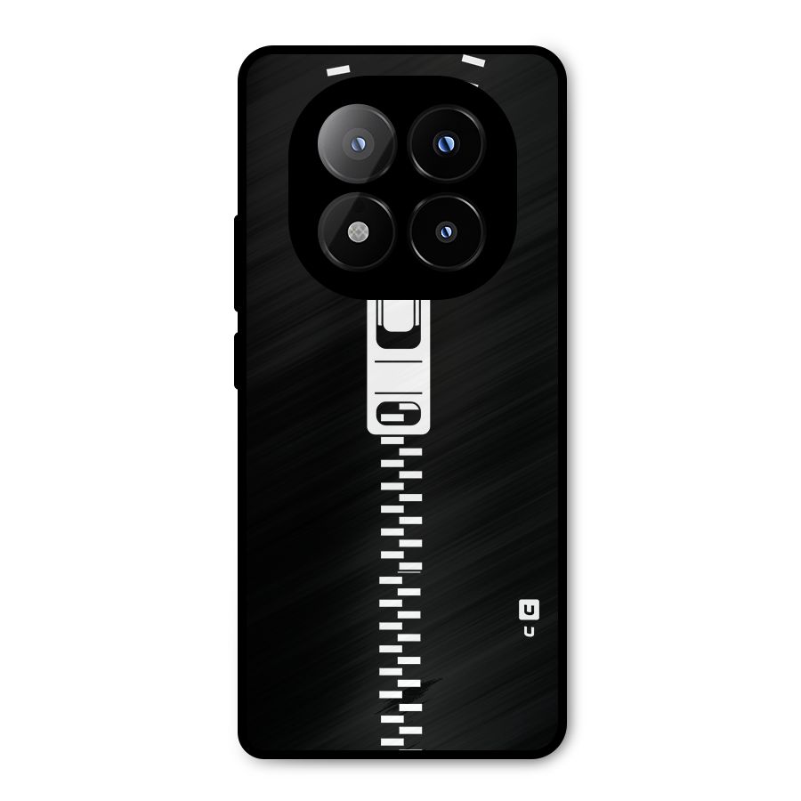 Black Zipper Metal Back Case for Redmi Note 14 Pro Plus 5G