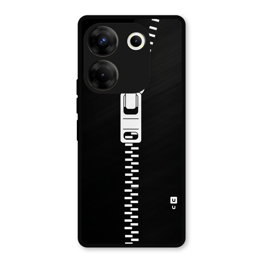 Black Zipper Metal Back Case for Tecno Camon 20