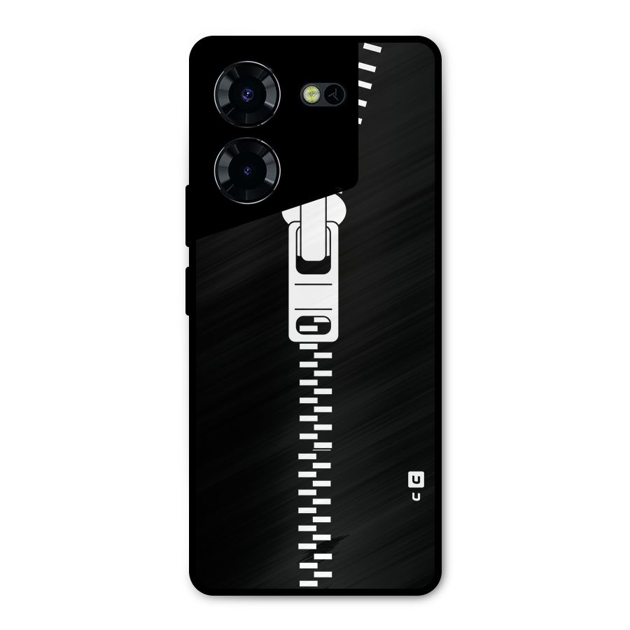 Black Zipper Metal Back Case for Tecno Pova 5 Pro 5G