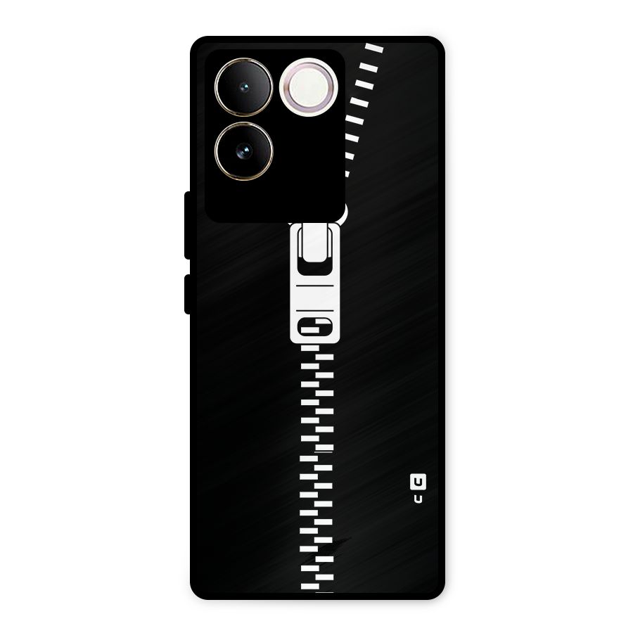 Black Zipper Metal Back Case for Vivo T2 Pro