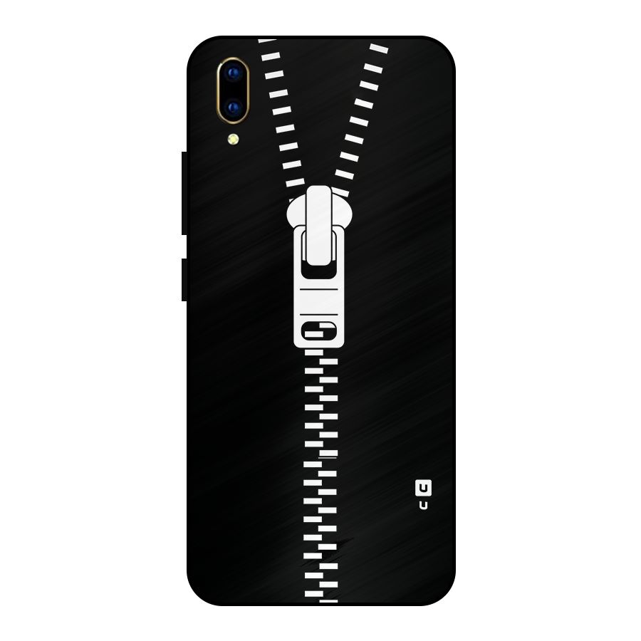 Black Zipper Metal Back Case for Vivo V11 Pro