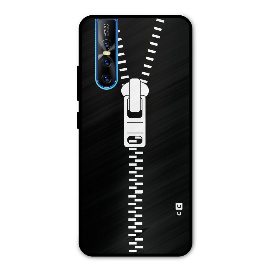 Black Zipper Metal Back Case for Vivo V15 Pro