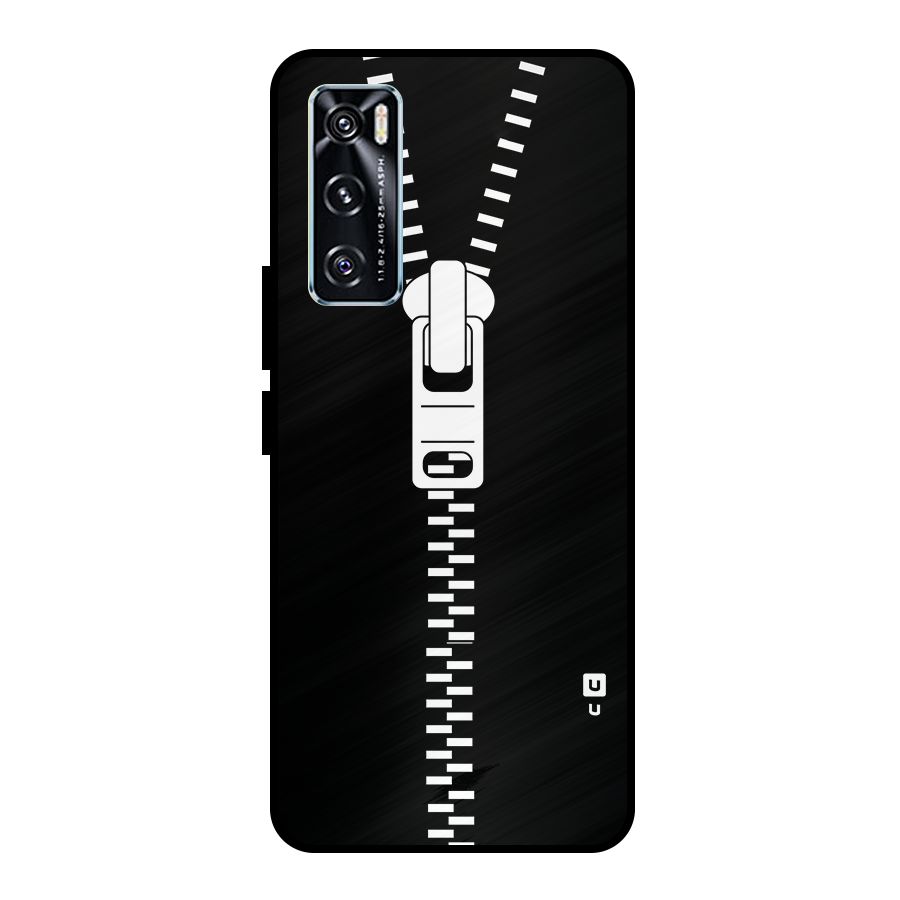 Black Zipper Metal Back Case for Vivo V20 SE