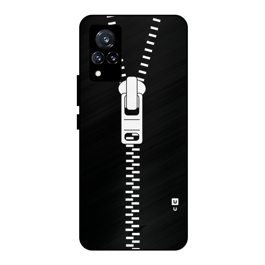 Black Zipper Metal Back Case for Vivo V21 5G