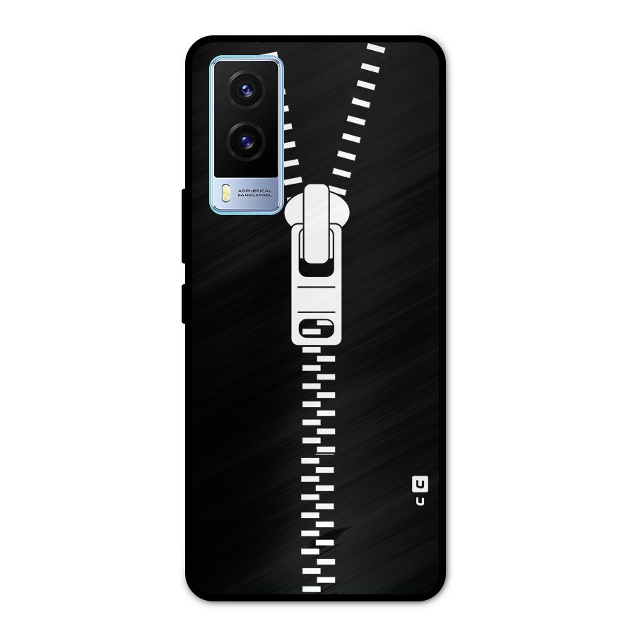 Black Zipper Metal Back Case for Vivo V21e 5G