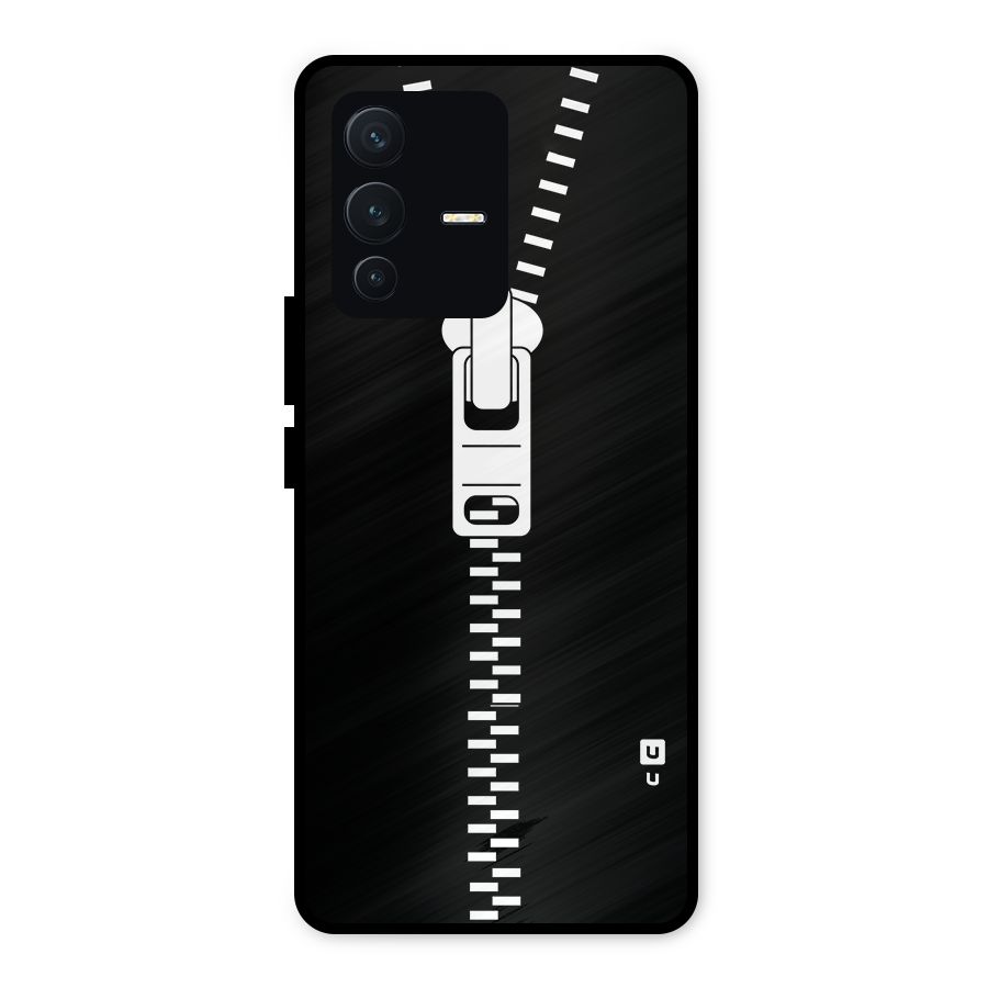 Black Zipper Metal Back Case for Vivo V23 5G