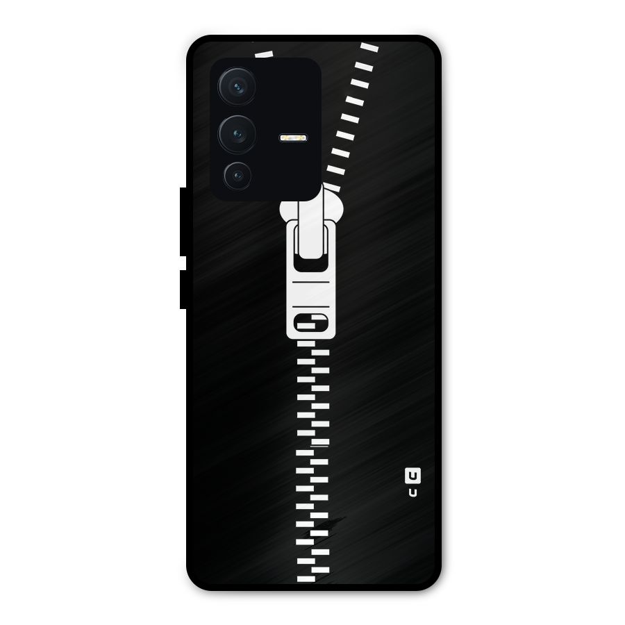Black Zipper Metal Back Case for Vivo V23 Pro
