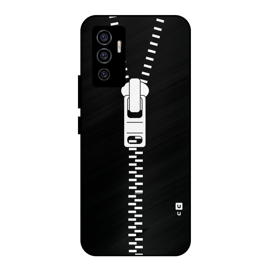 Black Zipper Metal Back Case for Vivo V23e