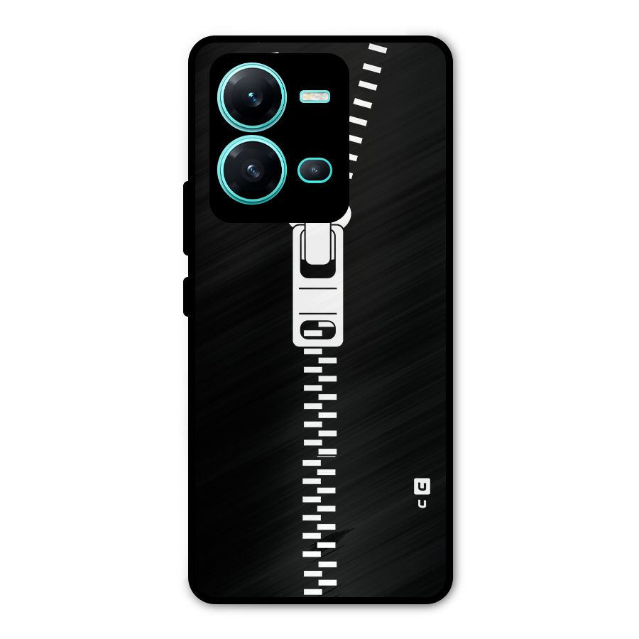 Black Zipper Metal Back Case for Vivo V25