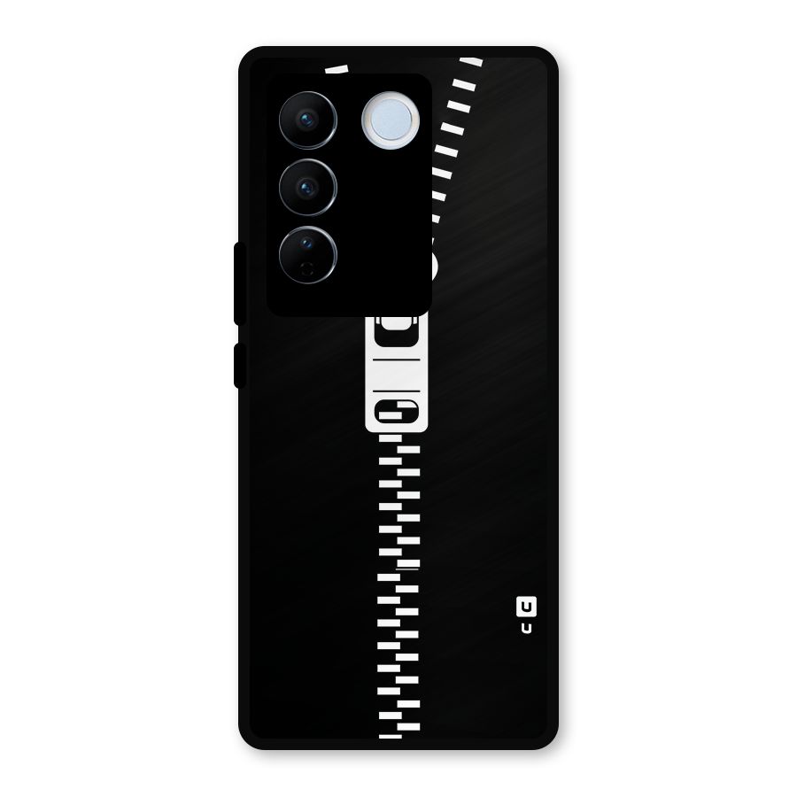 Black Zipper Metal Back Case for Vivo V27