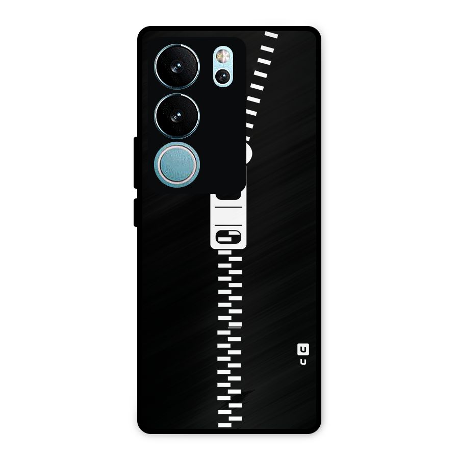 Black Zipper Metal Back Case for Vivo V29 Pro