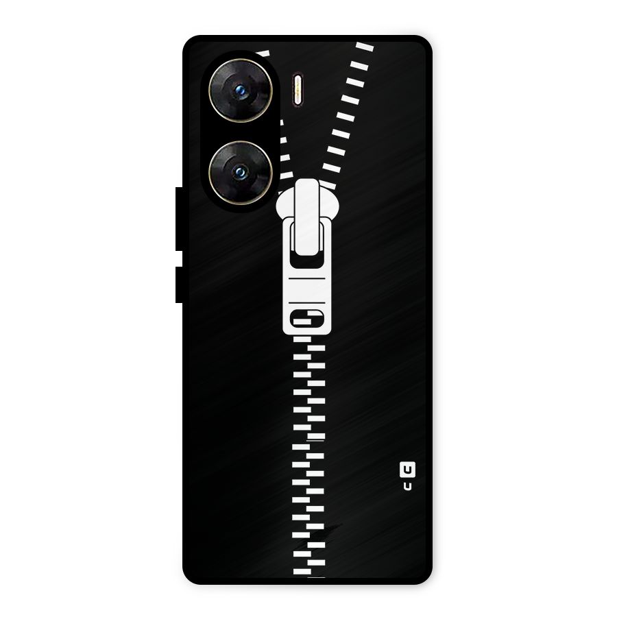 Black Zipper Metal Back Case for Vivo V29e