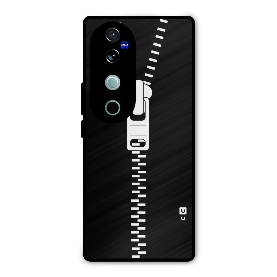 Black Zipper Metal Back Case for Vivo V40