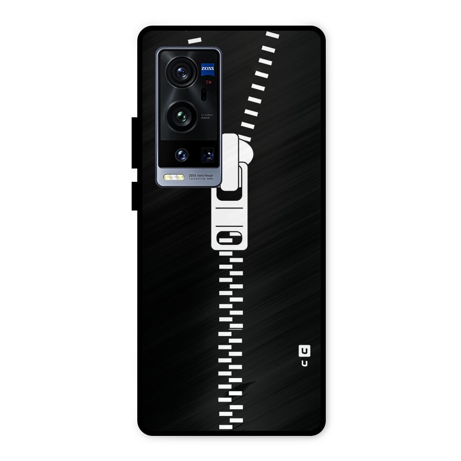 Black Zipper Metal Back Case for Vivo X60 Pro Plus