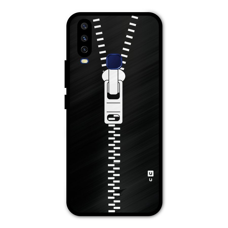 Black Zipper Metal Back Case for Vivo Y12