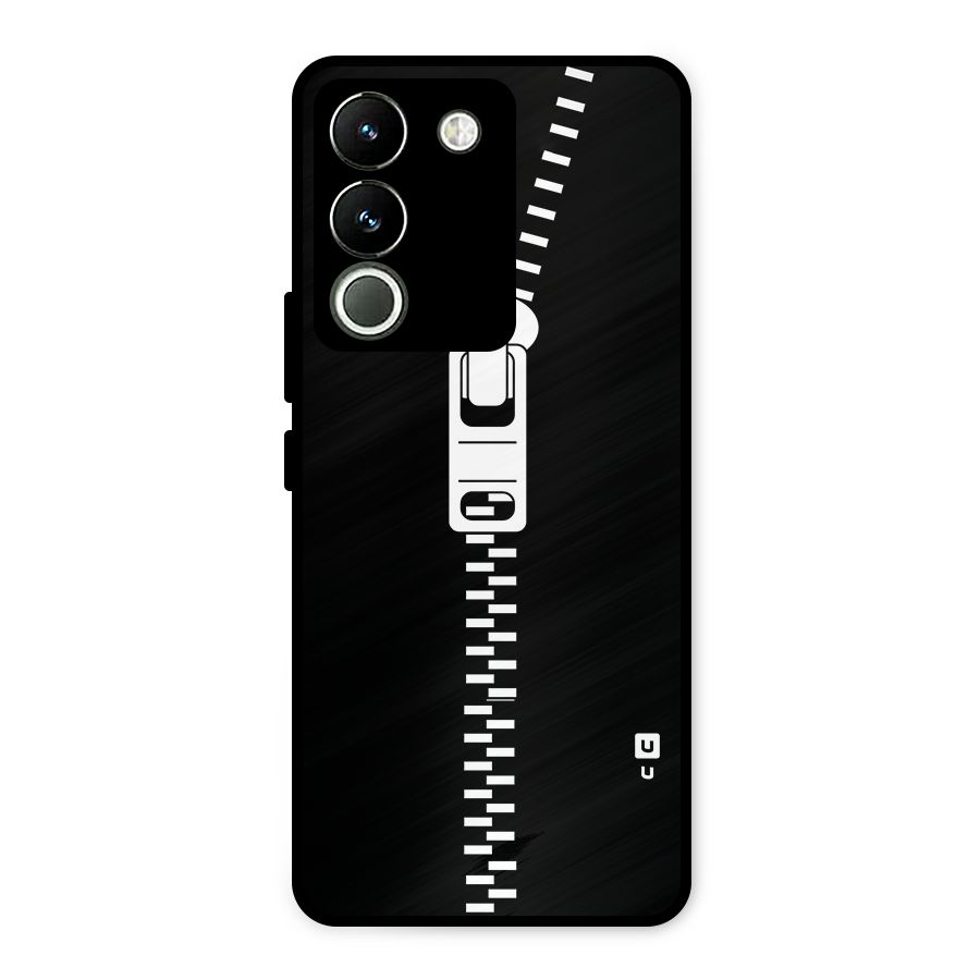 Black Zipper Metal Back Case for Vivo Y200