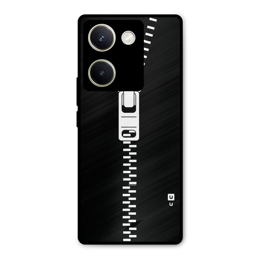 Black Zipper Metal Back Case for Vivo Y200 Pro