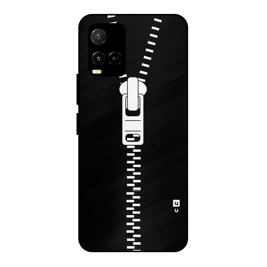 Black Zipper Metal Back Case for Vivo Y21T