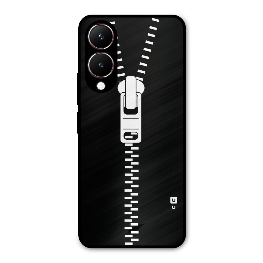 Black Zipper Metal Back Case for Vivo Y28