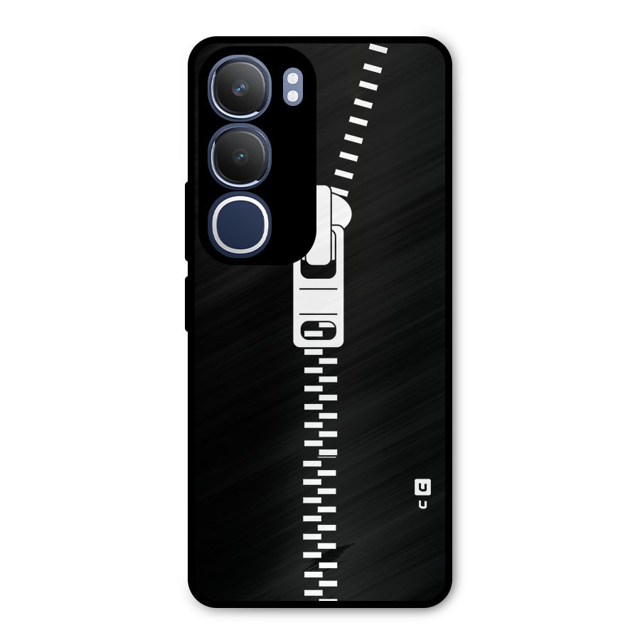 Black Zipper Metal Back Case for Vivo Y29