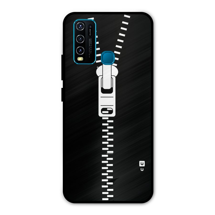 Black Zipper Metal Back Case for Vivo Y30