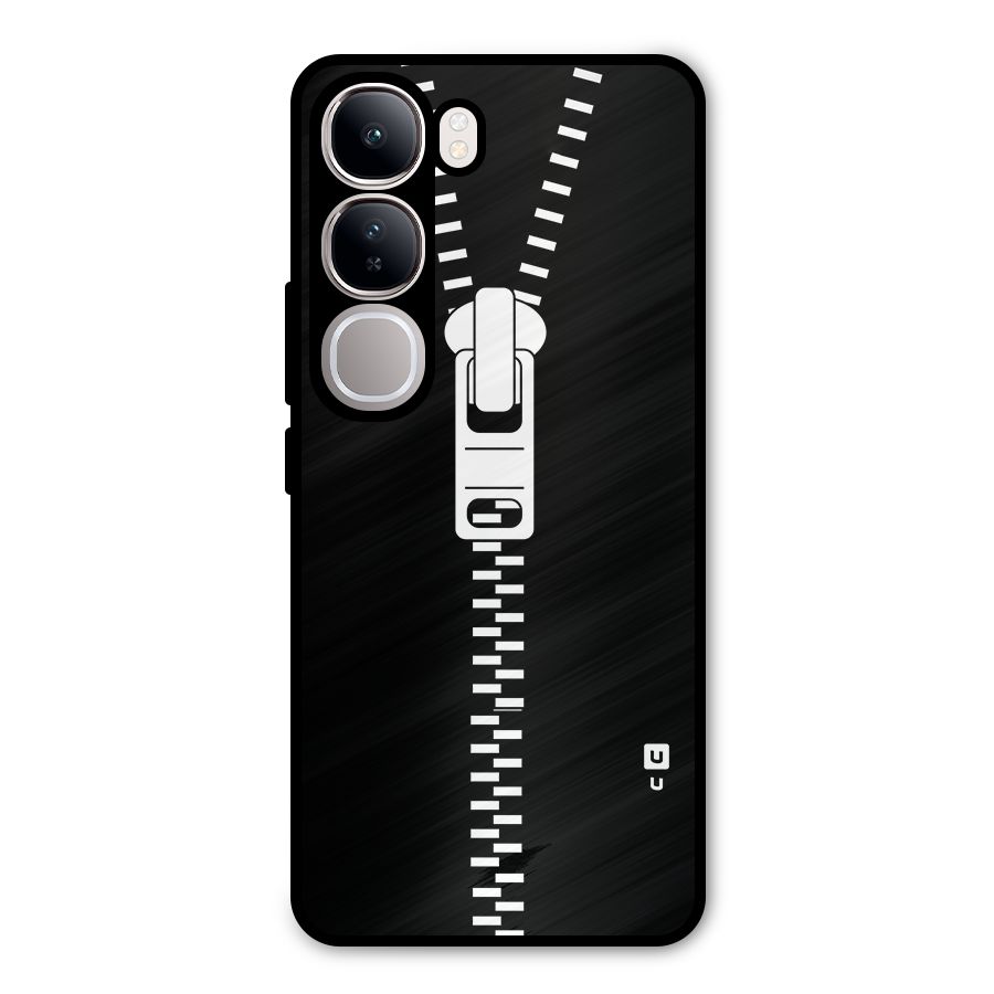 Black Zipper Metal Back Case for Vivo Y300