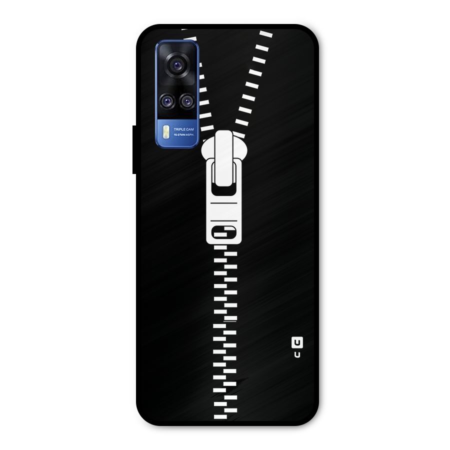 Black Zipper Metal Back Case for Vivo Y31