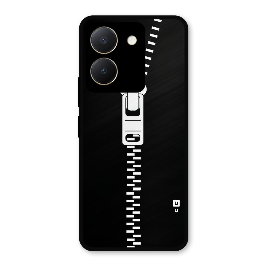Black Zipper Metal Back Case for Vivo Y36