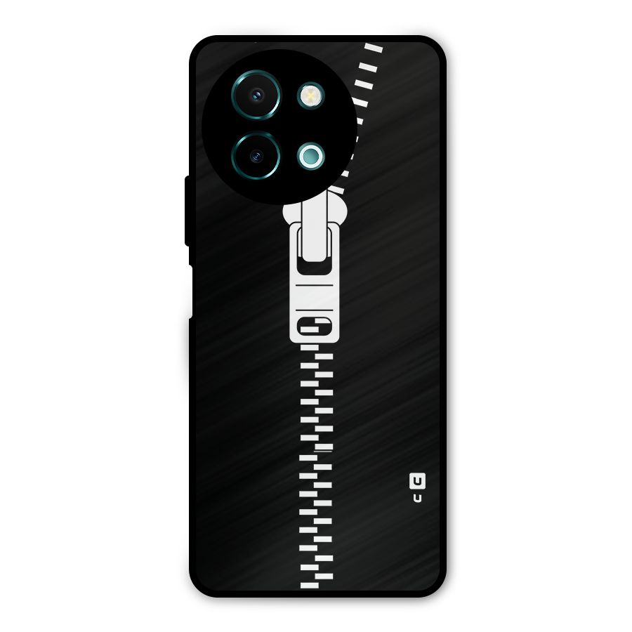 Black Zipper Metal Back Case for Vivo Y58