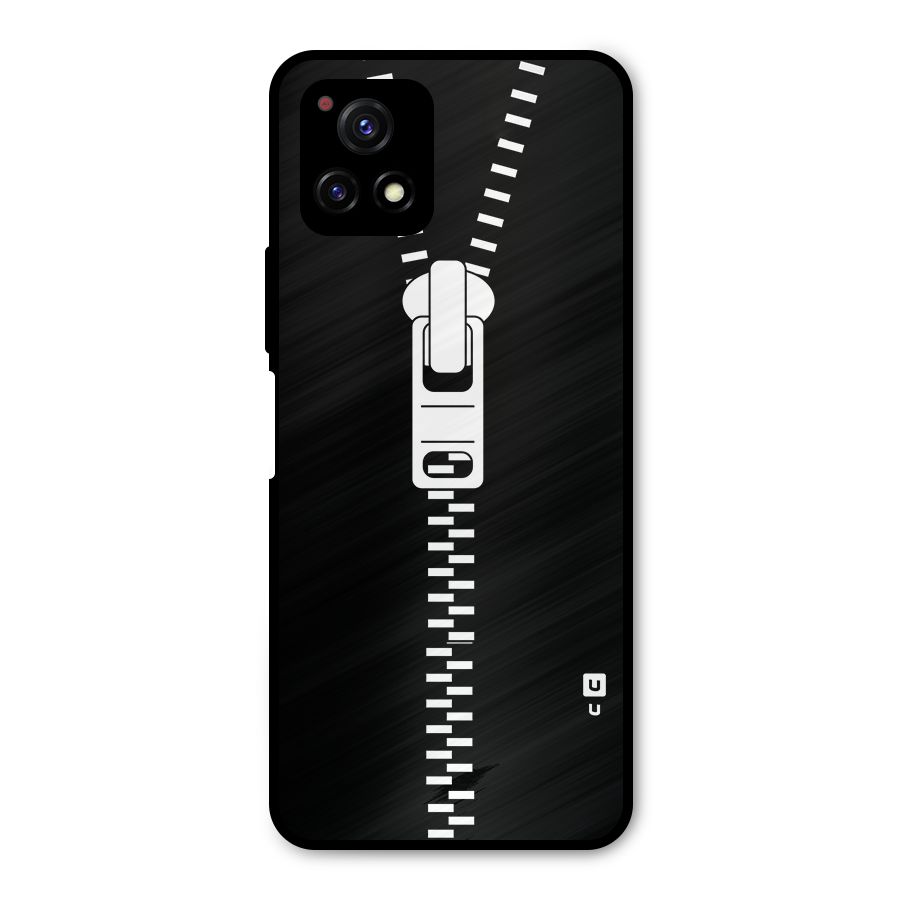 Black Zipper Metal Back Case for Vivo Y72 5G