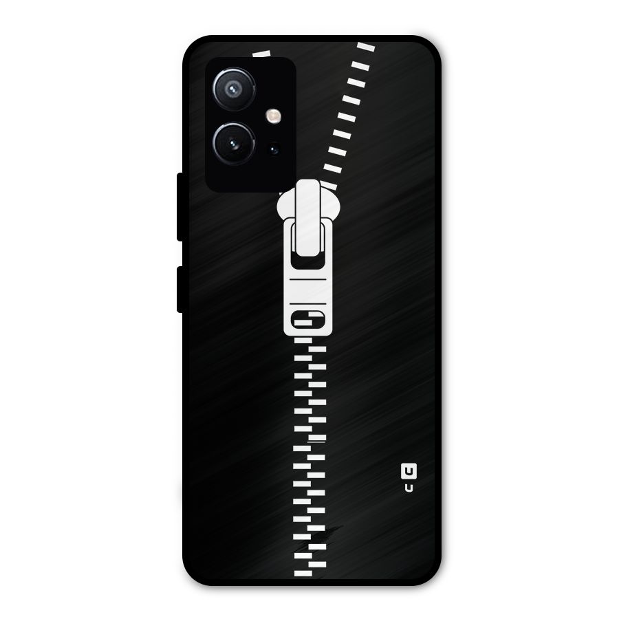 Black Zipper Metal Back Case for Vivo Y75 5G