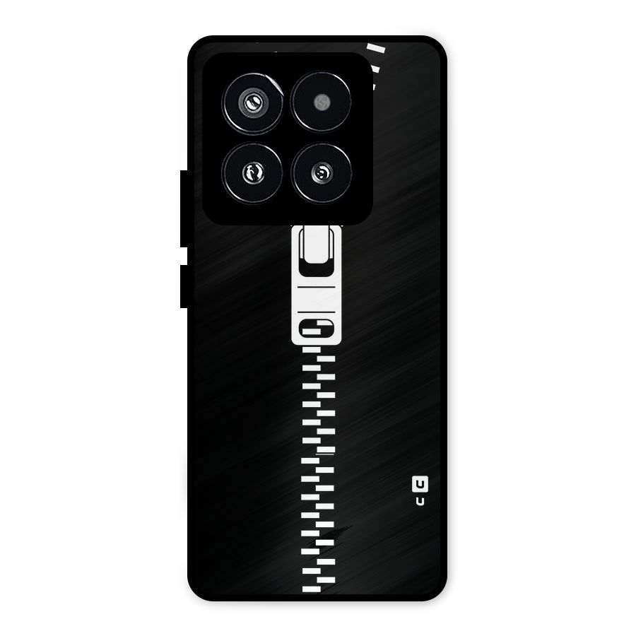 Black Zipper Metal Back Case for Xiaomi 14 Pro