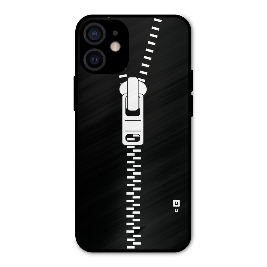 Black Zipper Metal Back Case for iPhone 12 Mini