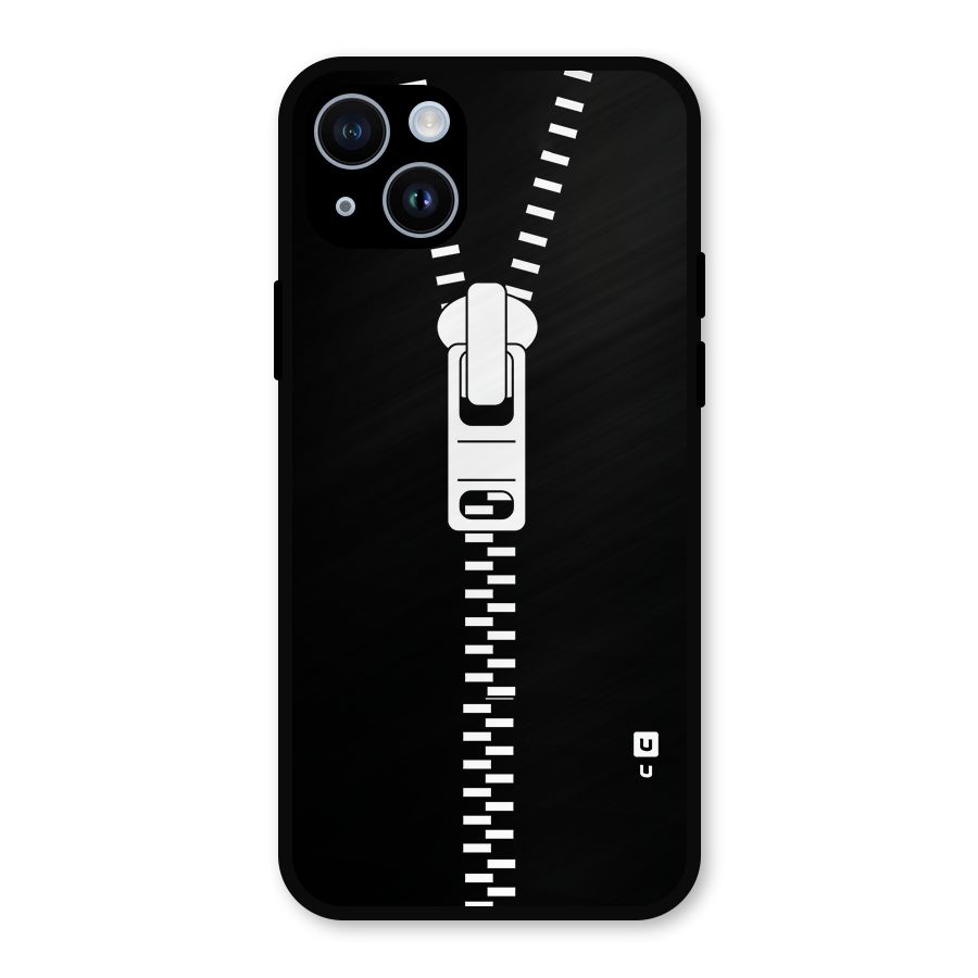 Black Zipper Metal Back Case for iPhone 14