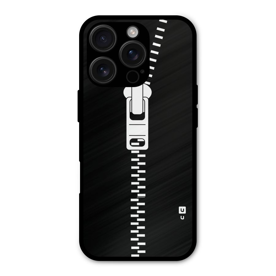 Black Zipper Metal Back Case for iPhone 16 Pro