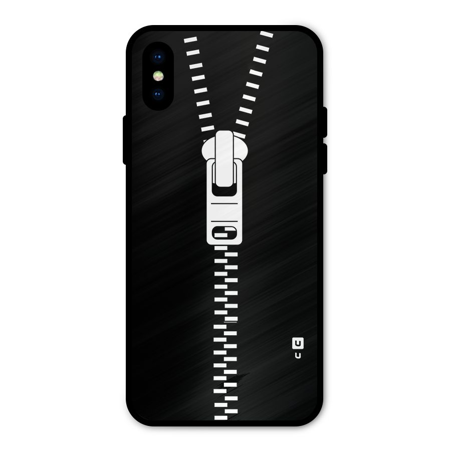 Black Zipper Metal Back Case for iPhone X